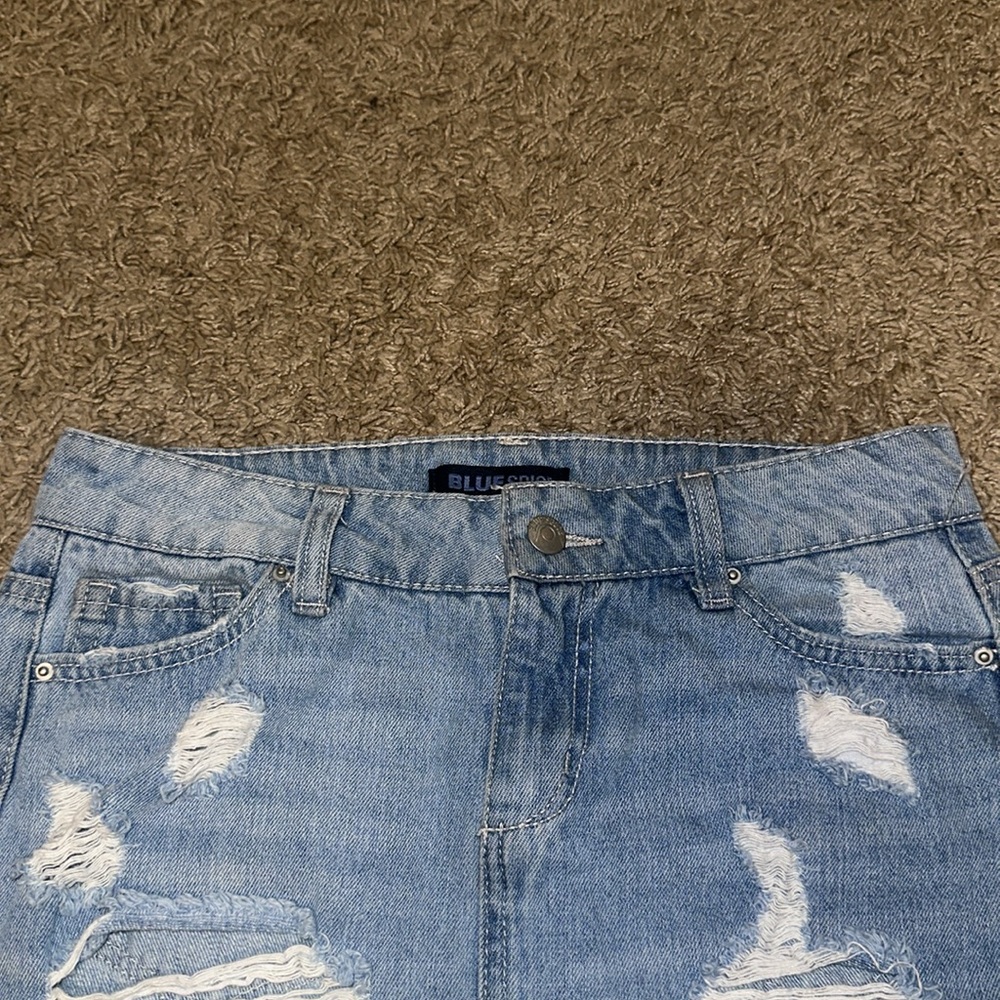 Vintage Blue spice Denim Ripped Mini Skirt - Picture 4 of 9